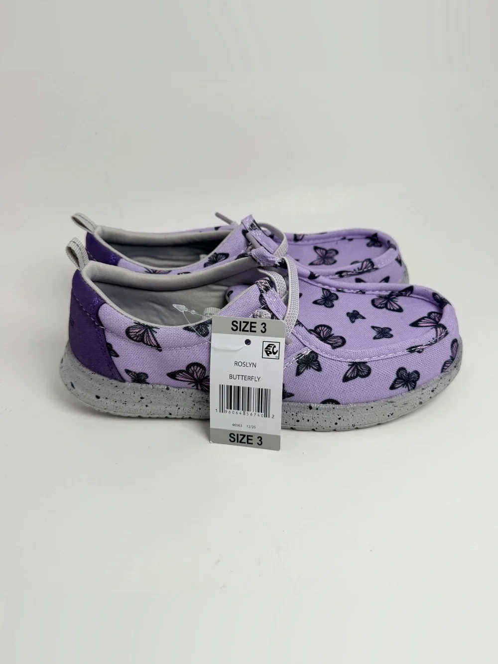 Eddie Bauer Lilac Butterfly Kids Sneakers with Gray Speckled Sole